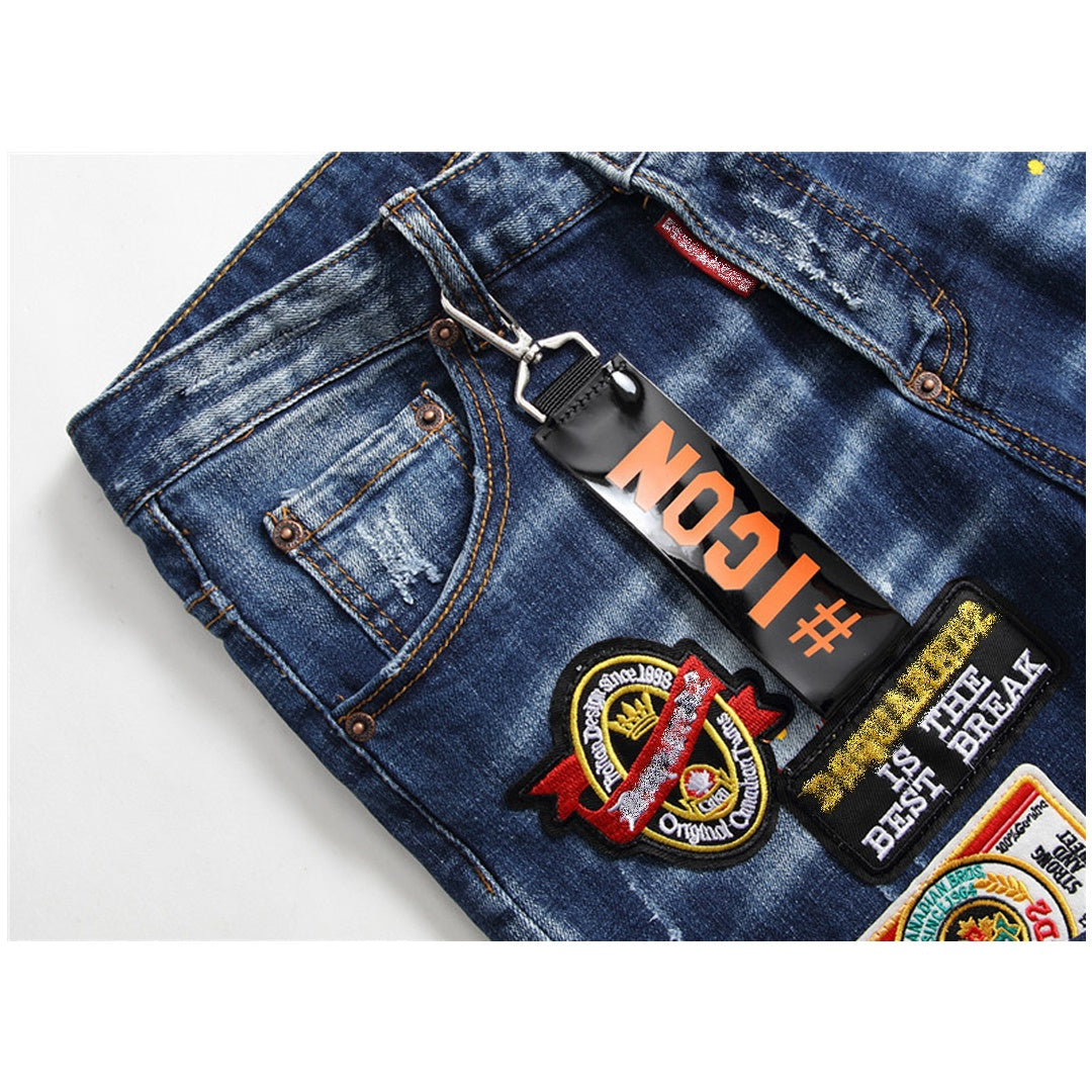 SOLA- Maple leaf hole badge Jeans