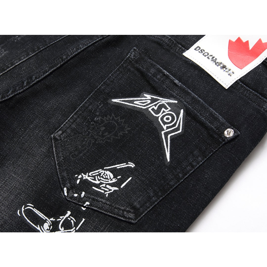 SOLA-diamond embroidery Jeans