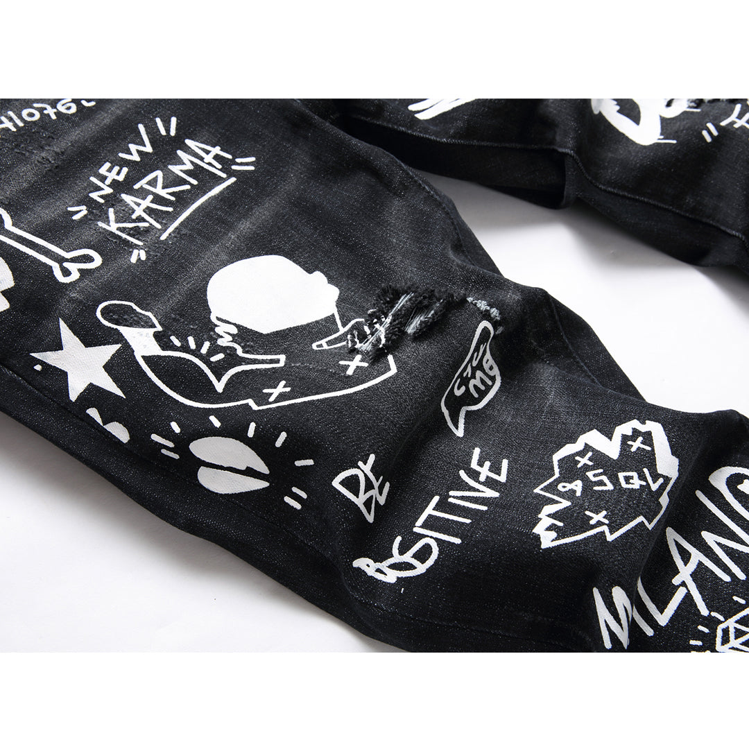 SOLA-Frayed patch Jeans