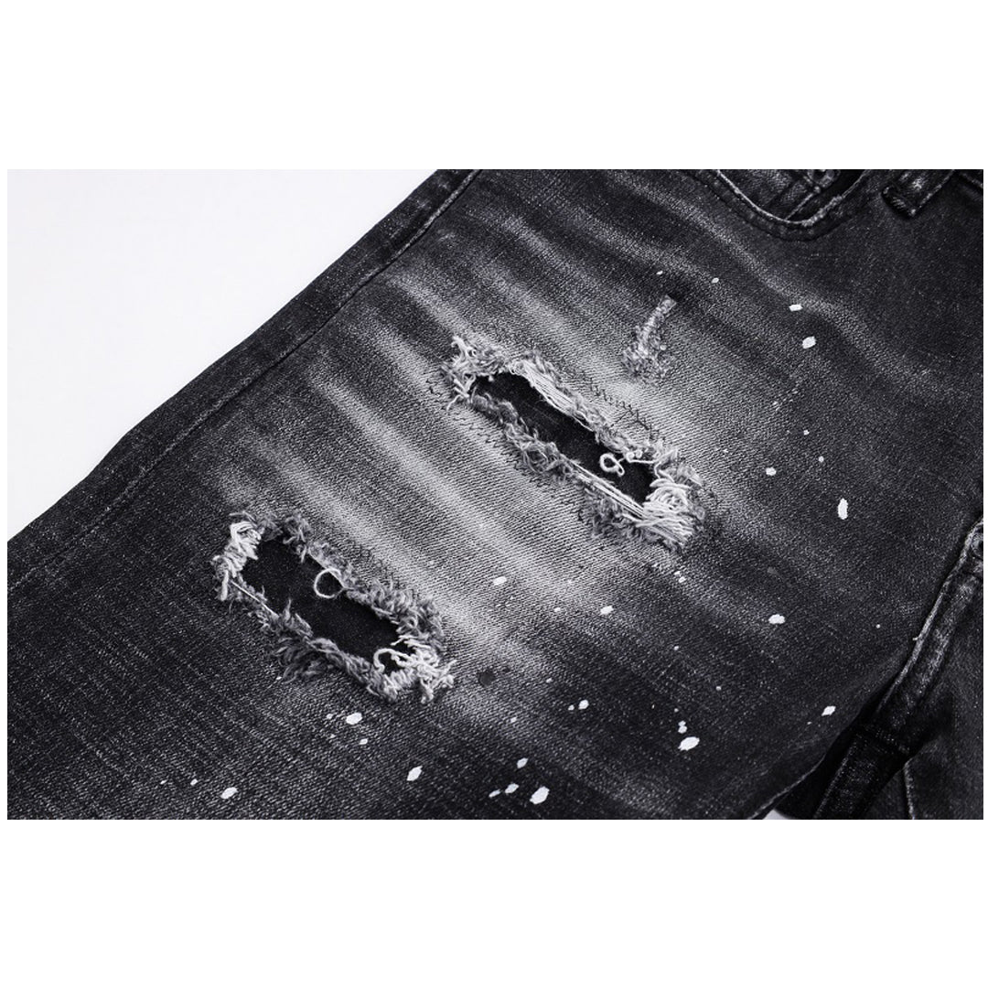 SOLA-Hole spray ink wash Jeans