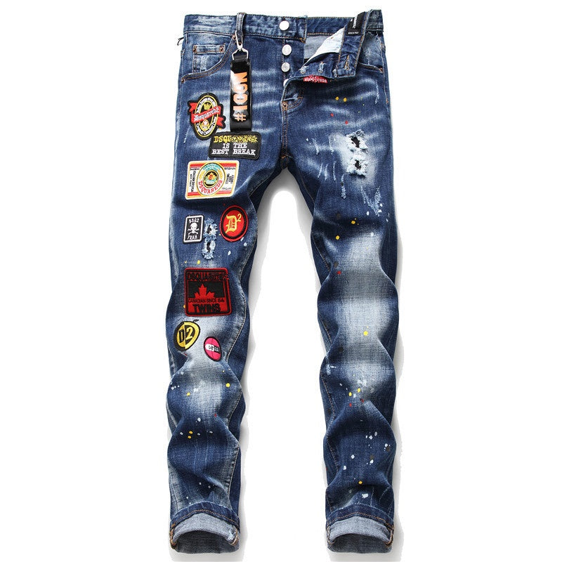 SOLA- Maple leaf hole badge Jeans