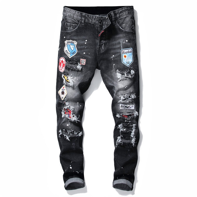 SOLA-Frayed patch Jeans