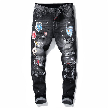 SOLA-Frayed patch Jeans