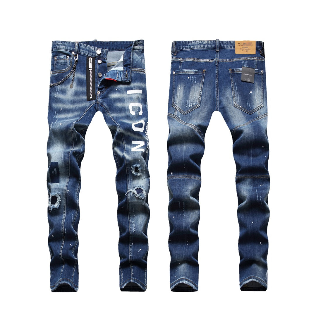 SOLA-hole patch print Jeans