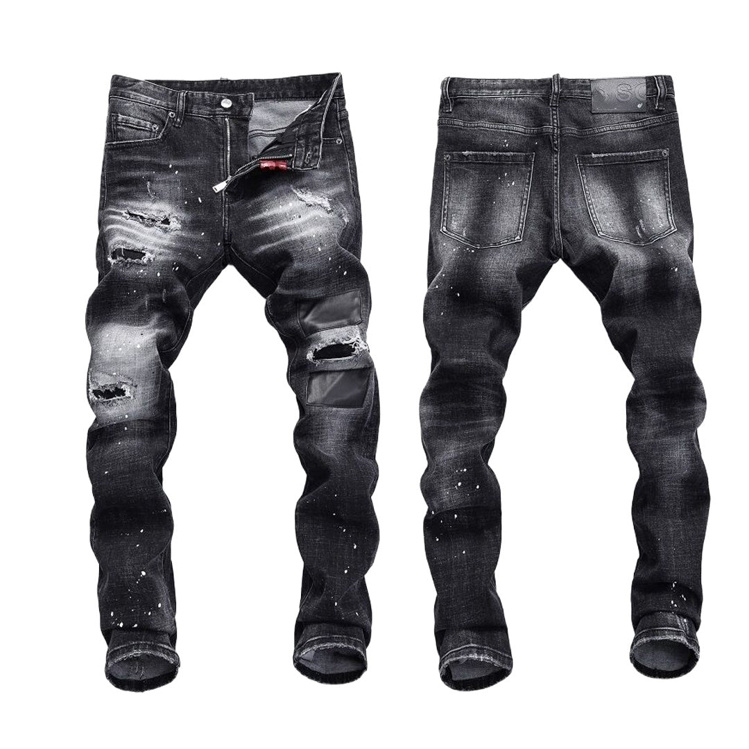 SOLA-Hole spray ink wash Jeans