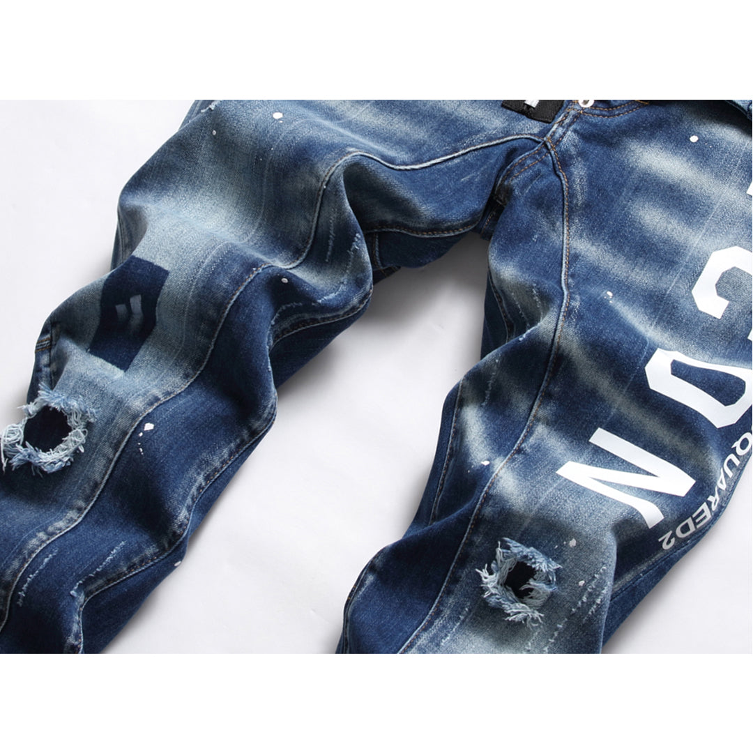 SOLA-hole patch print Jeans
