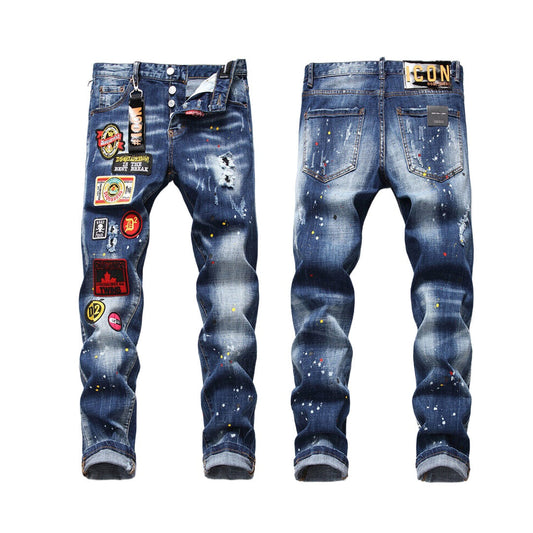 SOLA- Maple leaf hole badge Jeans