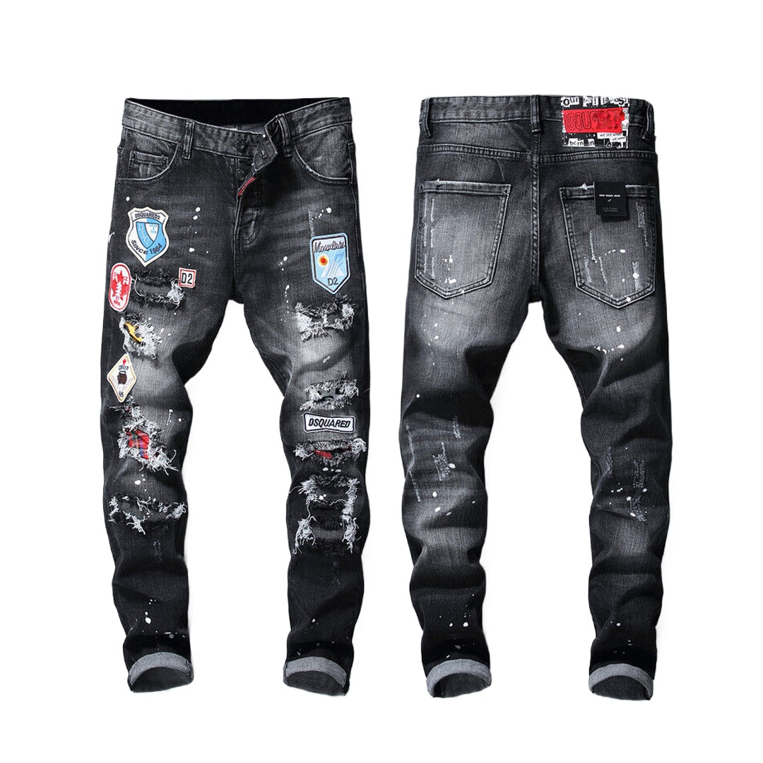 SOLA-Frayed patch Jeans