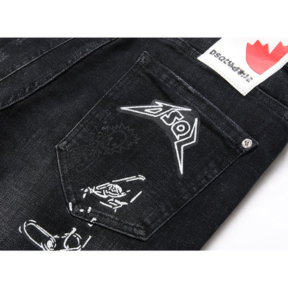 SOLA-diamond embroidery Jeans