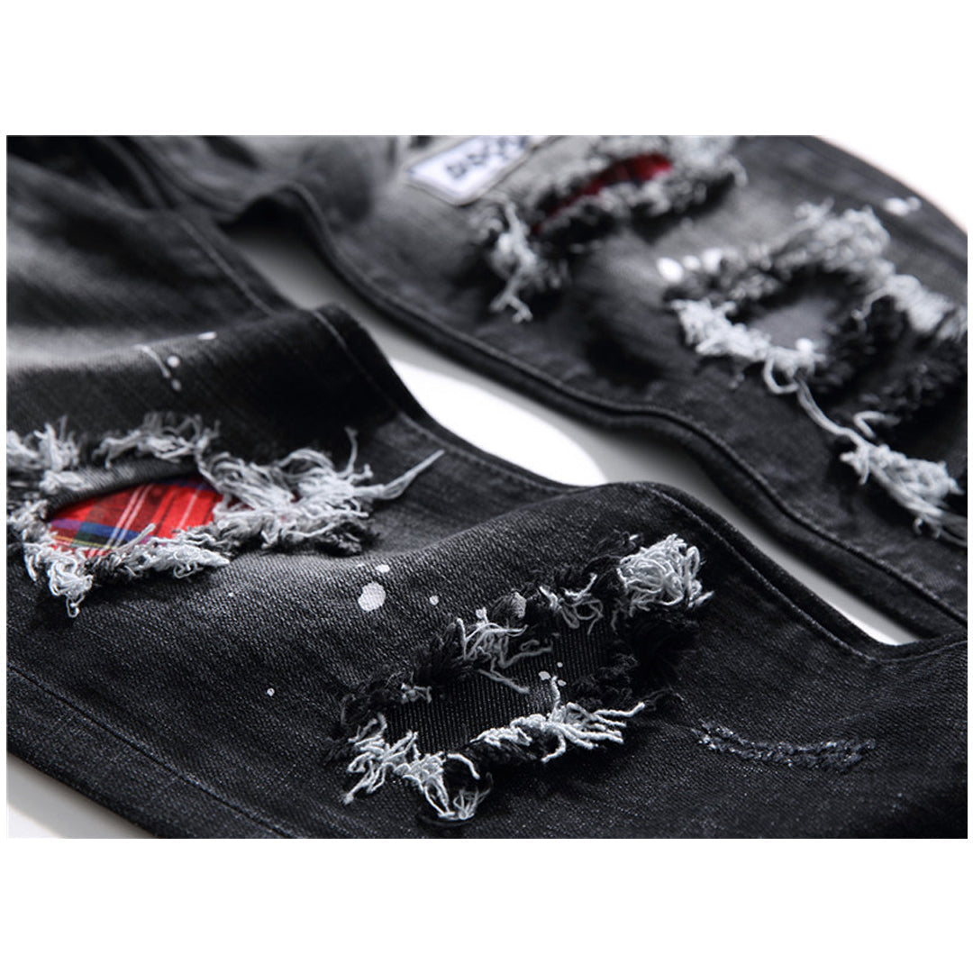 SOLA-Frayed patch Jeans