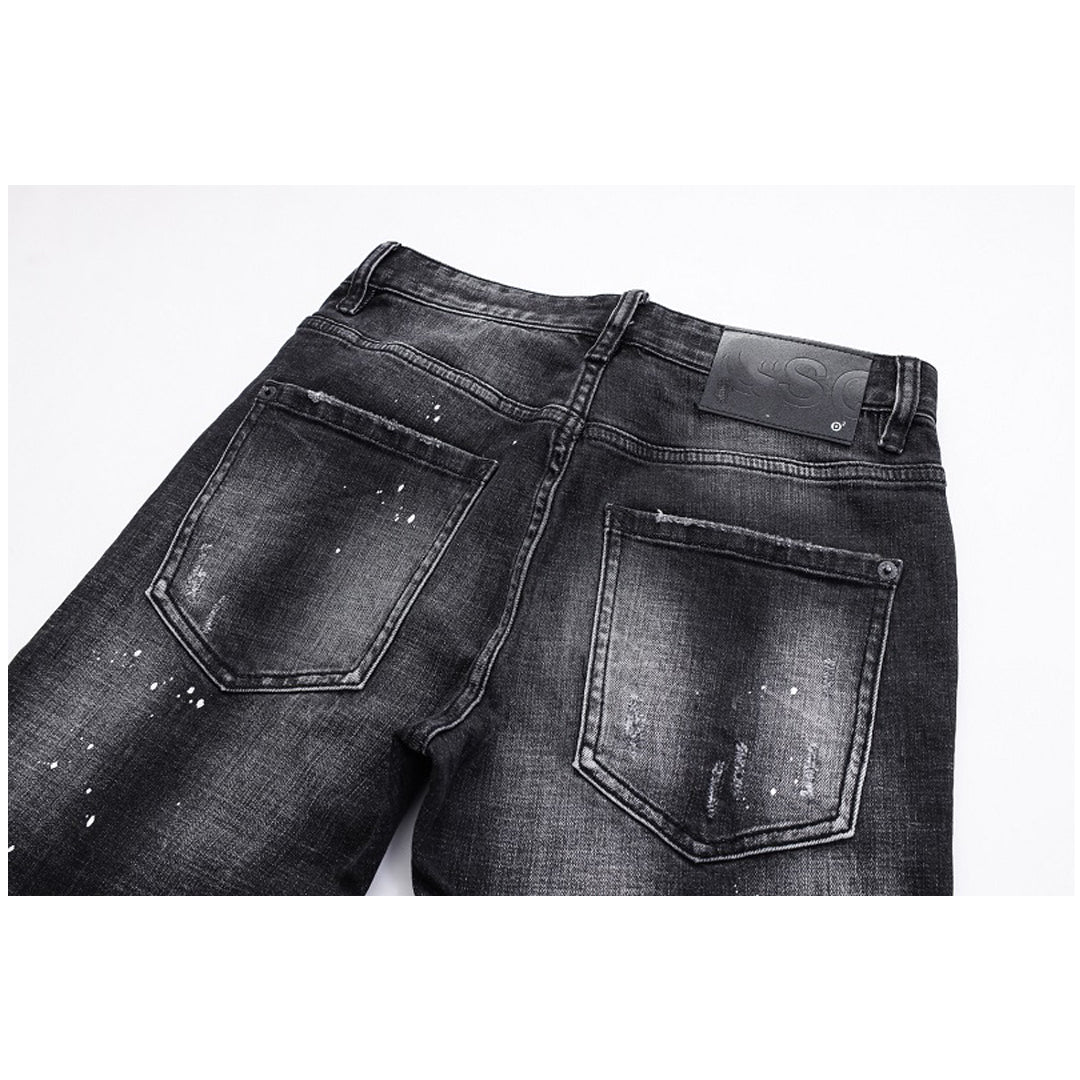 SOLA-Hole spray ink wash Jeans