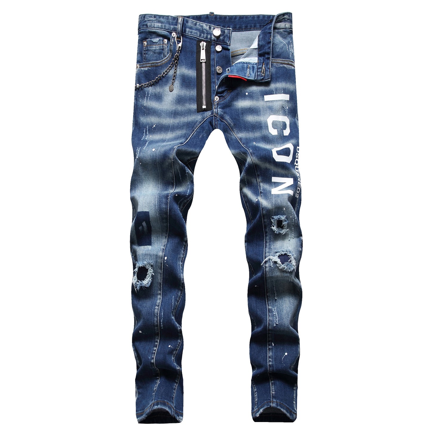 SOLA-hole patch print Jeans