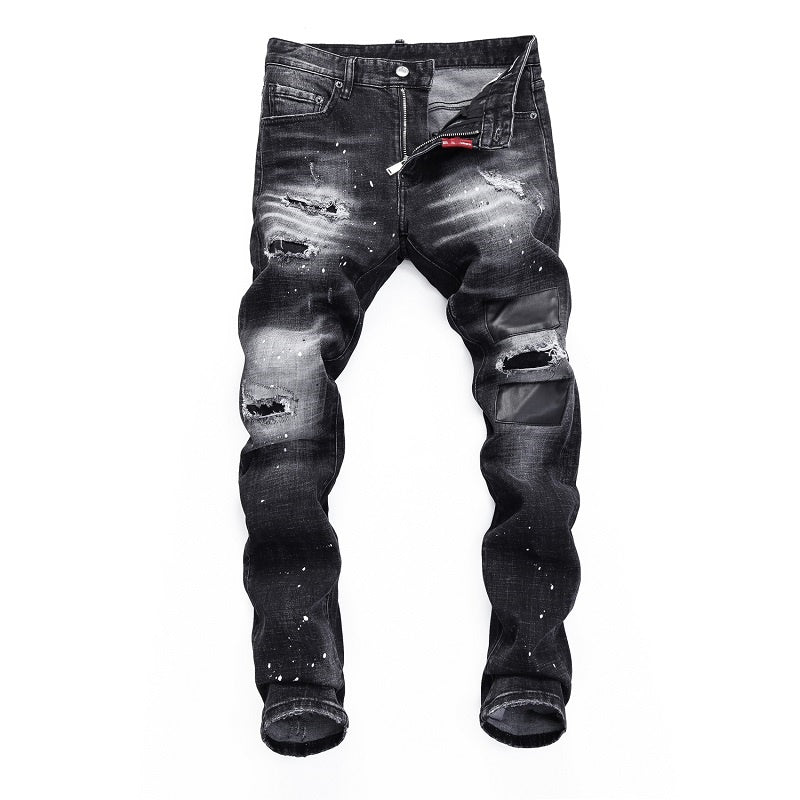 SOLA-Hole spray ink wash Jeans