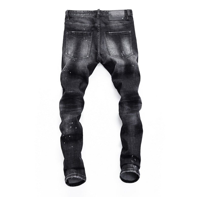 SOLA-Hole spray ink wash Jeans